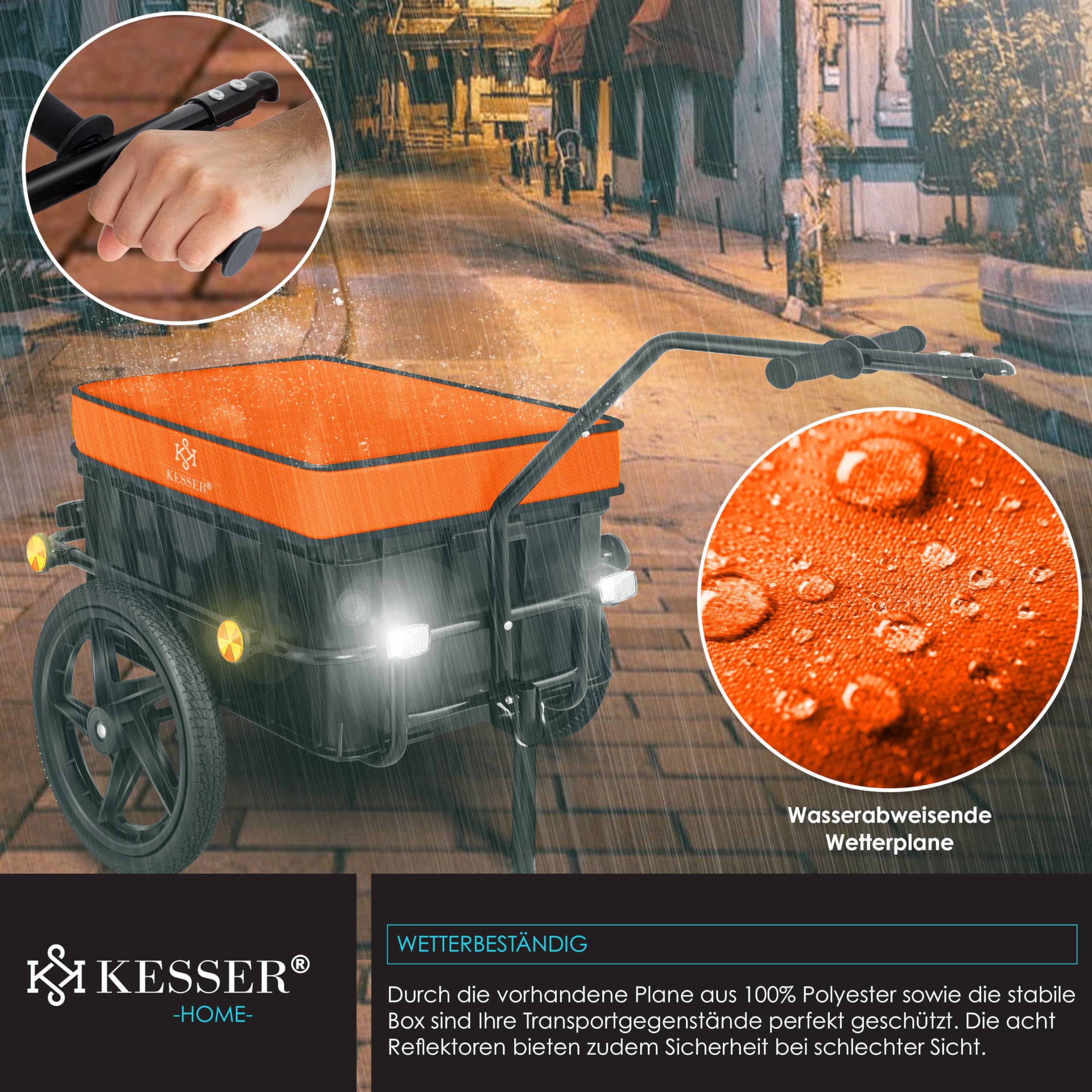 KESSER® Remorque Vélo Chariot Transport 70L 60kg