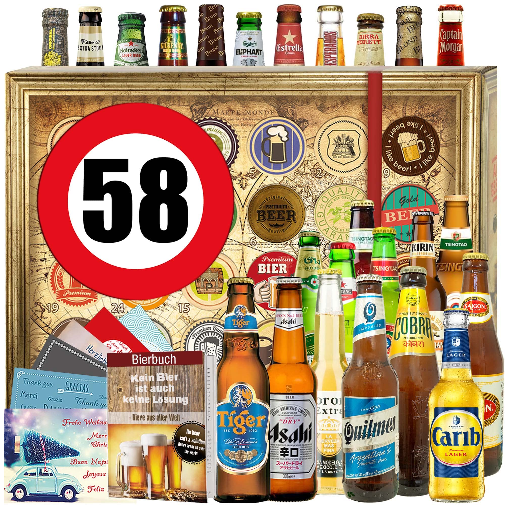 Geschenke Männer 58. - 24x Bier der Welt - Bier - Geschenkset - Bier Weihnachtskalender 2024 2025
