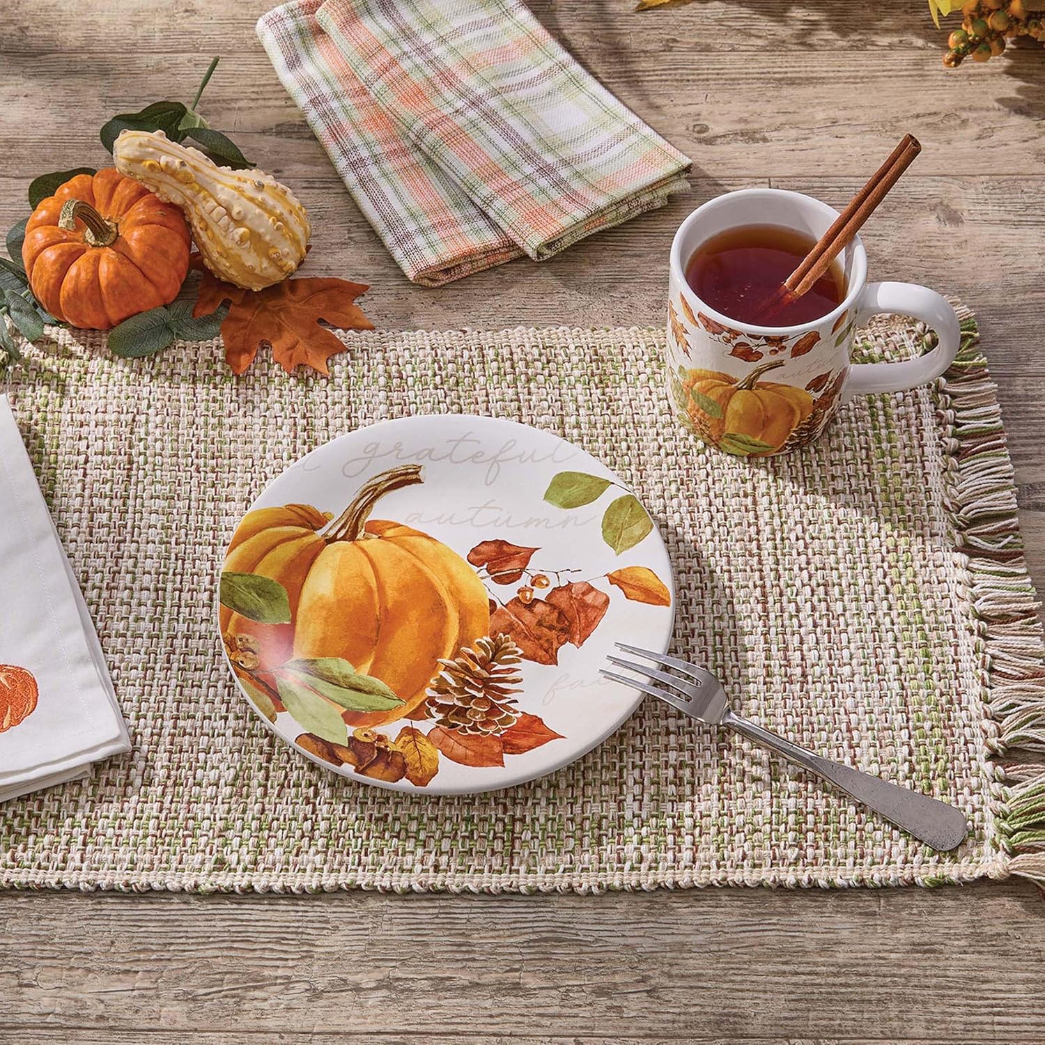 Park Designs Elderberry Basketweave Placemat Set of 4 | 13" x 19" Rectangular Woven Cotton Dining Mats | Fall Farmhouse Decor with Fringe Tassel Edges | Reusable Textured Linens for Everyday Use