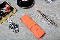 Vista 3 de DiLoro Estuche doble de cuero para lápices para dos bolígrafos y lápices estilográficos (naranja)