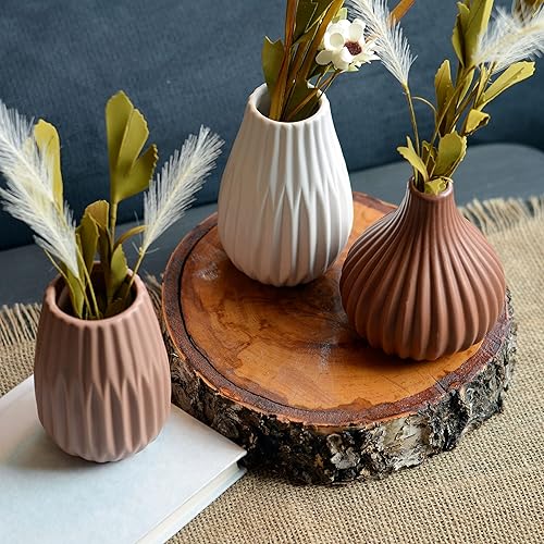 Miniatura 6 de Iconic Scandi - Jarrones para bebé, juego de 3, pantuflas de ballet empapadas de color y rosa rosa, beige, esmalte mate, estriado, gres, 4.25