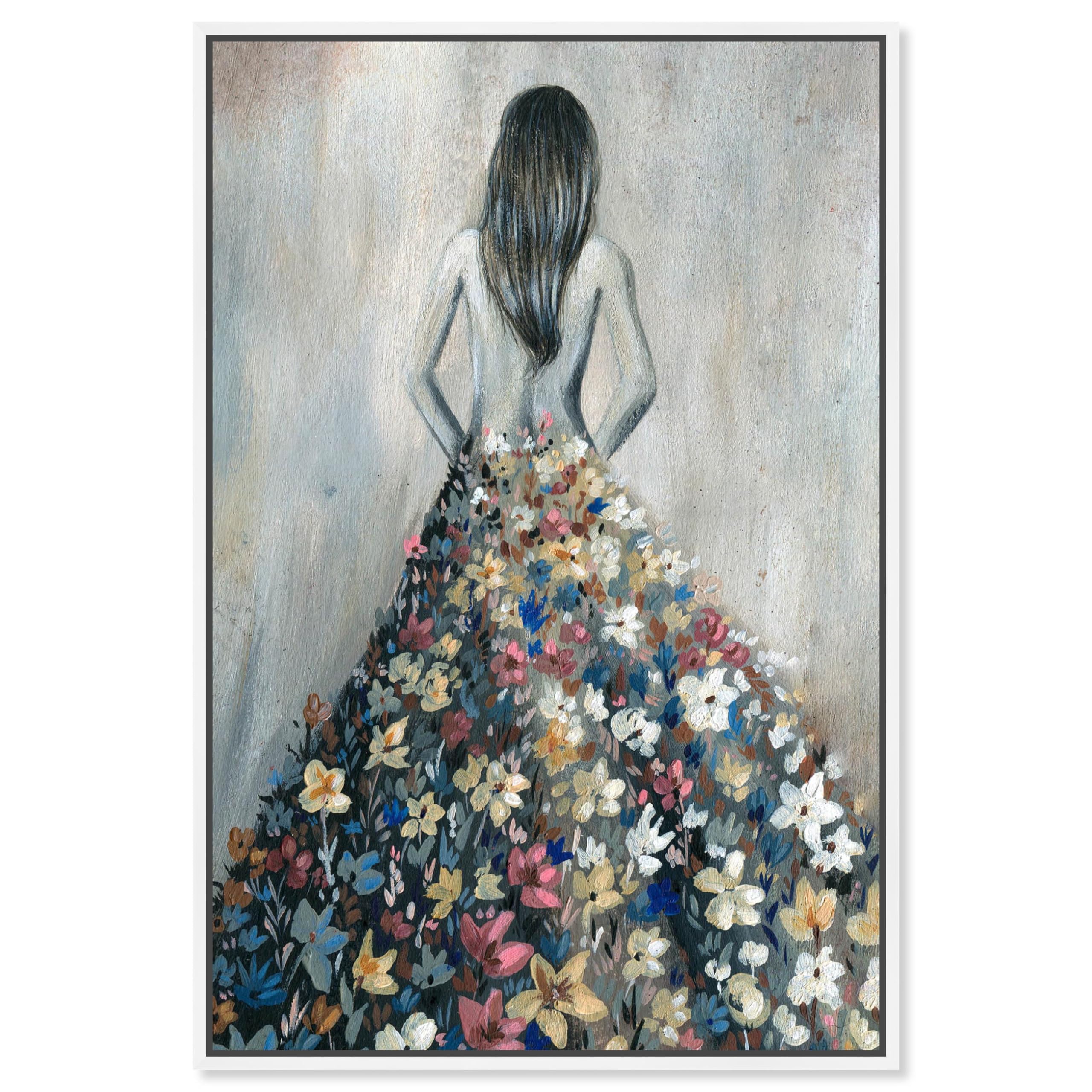 Amazon.com: Oliver Gal Girl with Flower Thoughts Canvas Print Wall