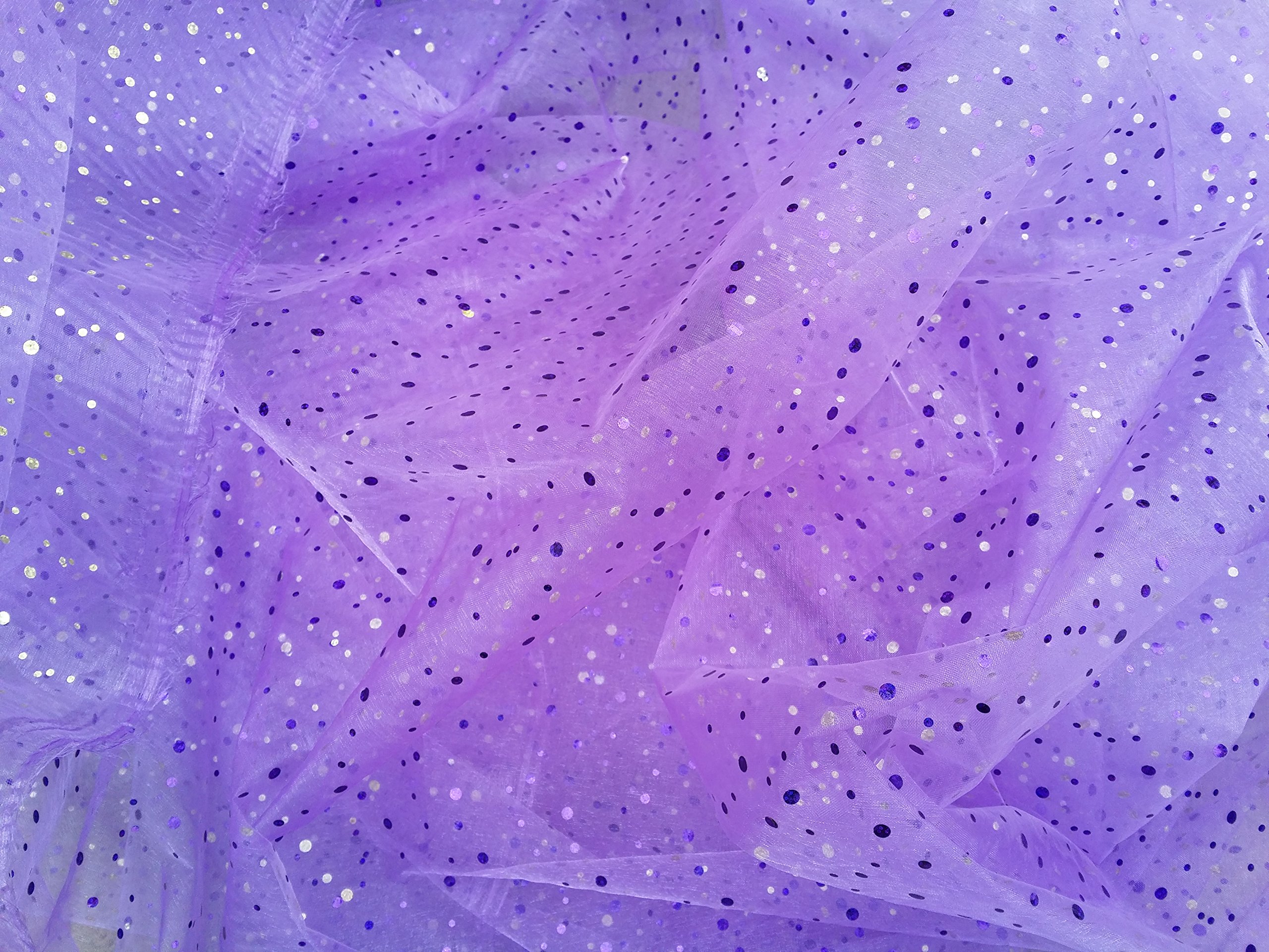 Hologram Organza draping voile wedding decorations Diamante sequin spots Net curtain Voile organza drapery Fabrics - PER METRE (Blue/Purple)