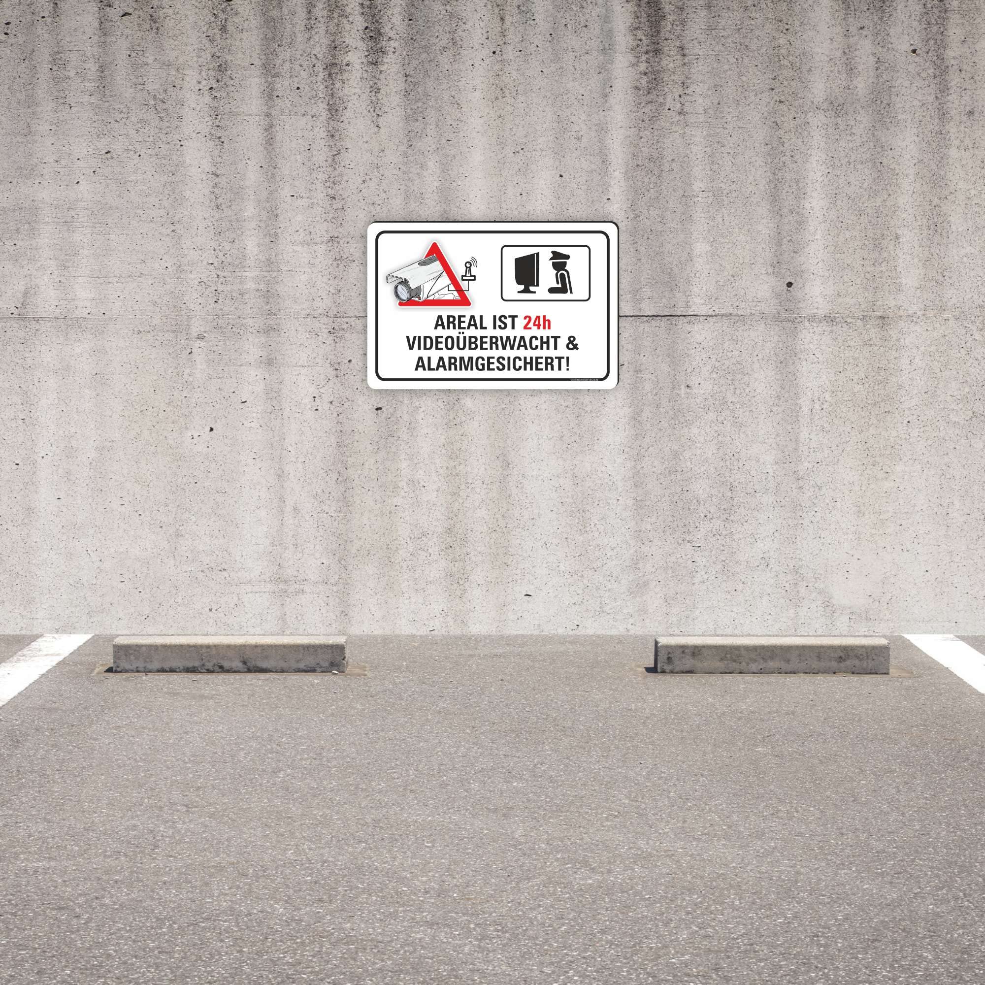 AREAL ist 24h VIDEOÜBERWACHT vorgebohrtes Schild zum Markieren eines videoüberwachten Bereiches - Videoüberwachungsschild mit Bohrlöchern - (90x60cm SCHILD)