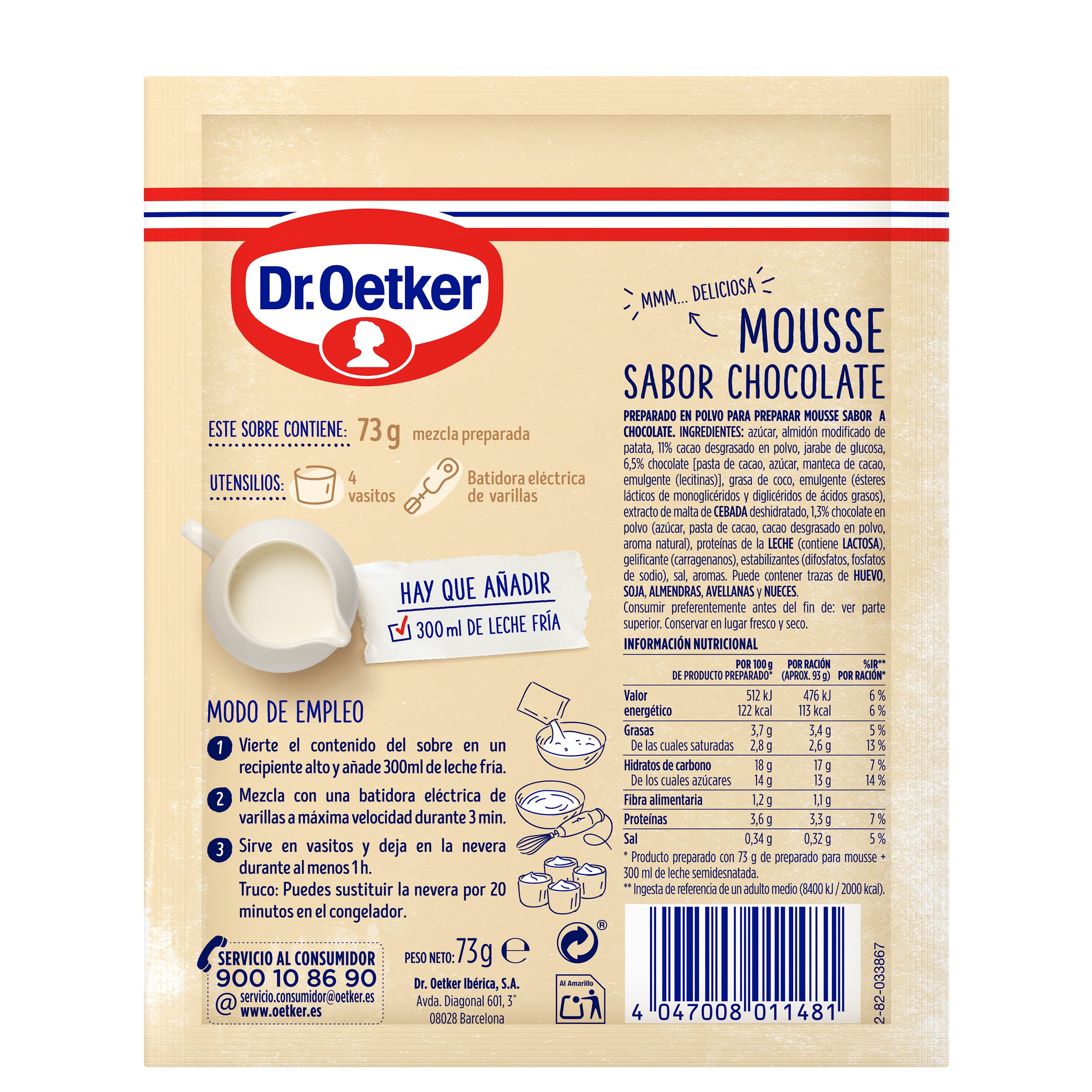 DR. OETKER Mousse de Chocolate, Preparado para Mousse 73g