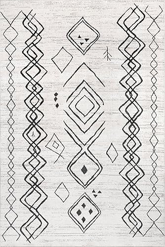 Miniatura 7 de nuLOOM Janelle - Alfombra marroquí de transición lavable a máquina, 8 x 10 pies, color gris