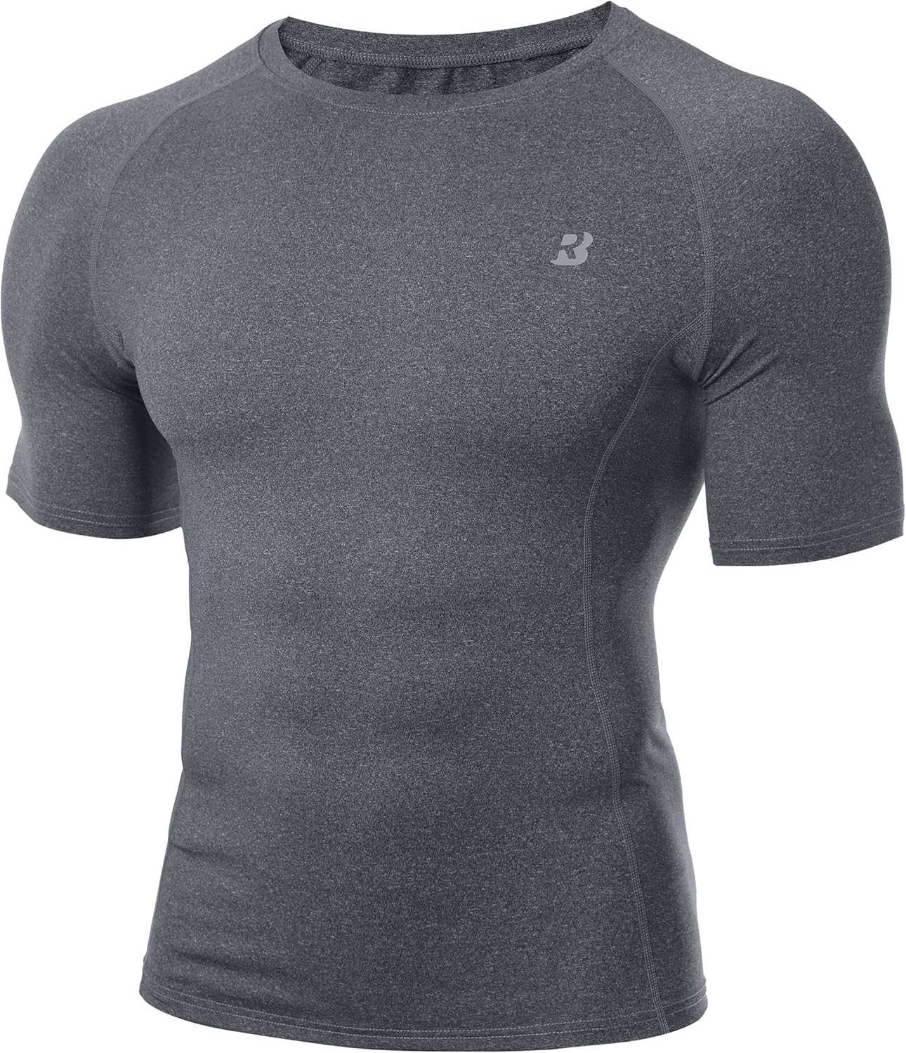 Roadbox Compression Shirt Men Short Sleeve, Cool Dry Base Layer Athletic Undershirts, Workout T-Shirt for Sports Gym Running Global Recycled Standard