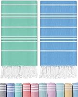 Vista 30 de Paquete de 2 toallas de playa turcas de algodón, toalla de natación compacta de gran tamaño, sin arena, de secado rápido, fina, liquidación, lujo