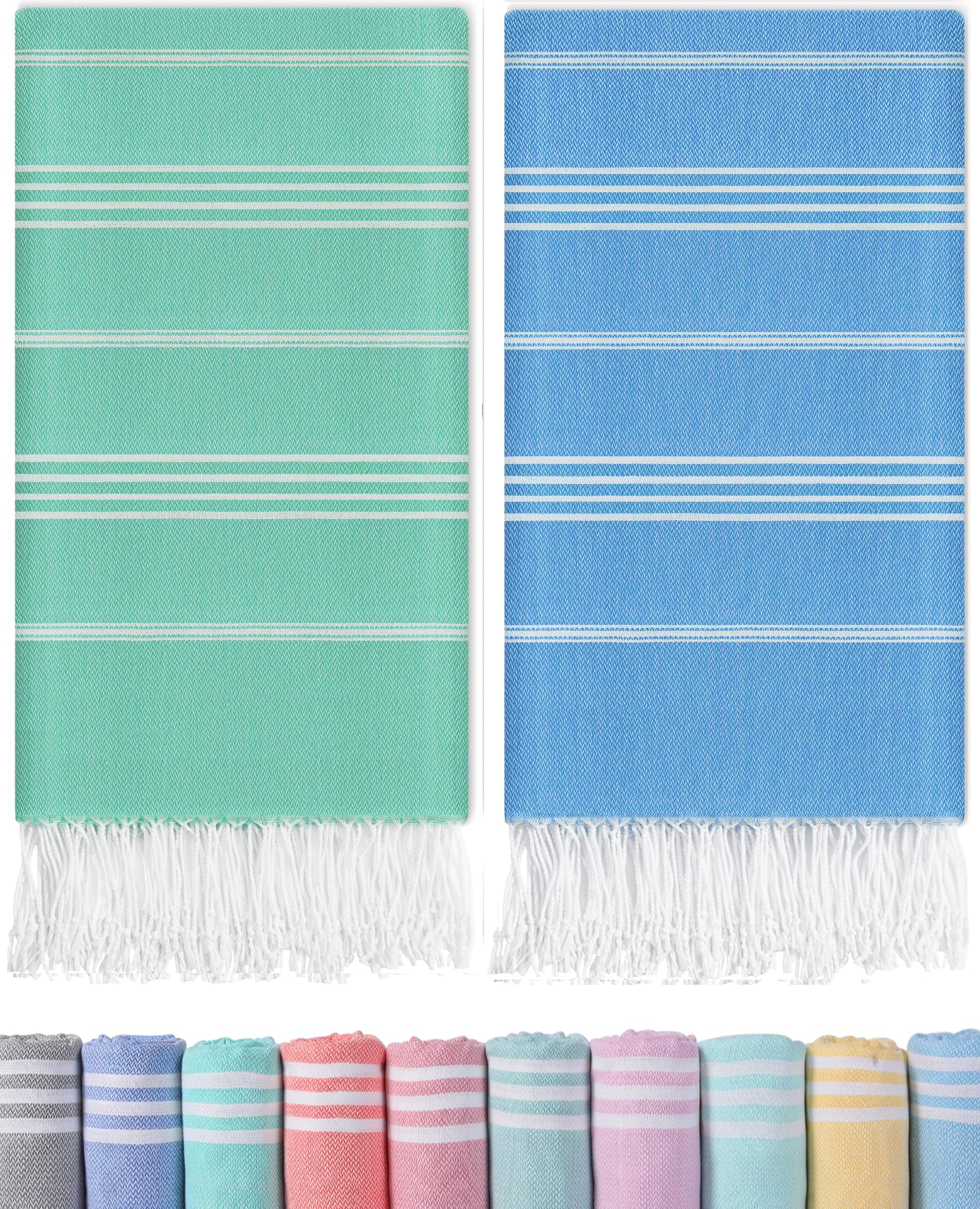 Antfuny 2 Packs Turkish Beach Towels Pool Towel Beach Mat Sauna Blanket Fast Drying Sand Proof Cute Aesthetic Travel Trip XXL Big Wet Cool Beaxh Towell Besch Tows Inside Bundle Couple Cat Each towela