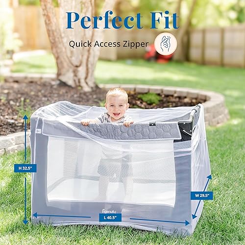 Miniatura 2 de Mosquitera para bebés con cremalleras, calidad premium por Tedderfield, para corralitos Pack 'n Play, cochecitos, fácil acceso con cremallera al