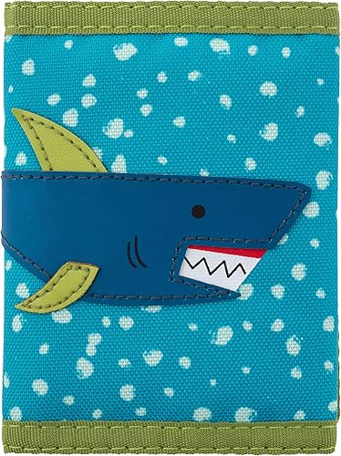 Stephen Joseph, Billetera unisex para niños y niñas con diseños de apliques, cartera serigrafiada con bolsillo para monedas con cremallera, Tiburón,