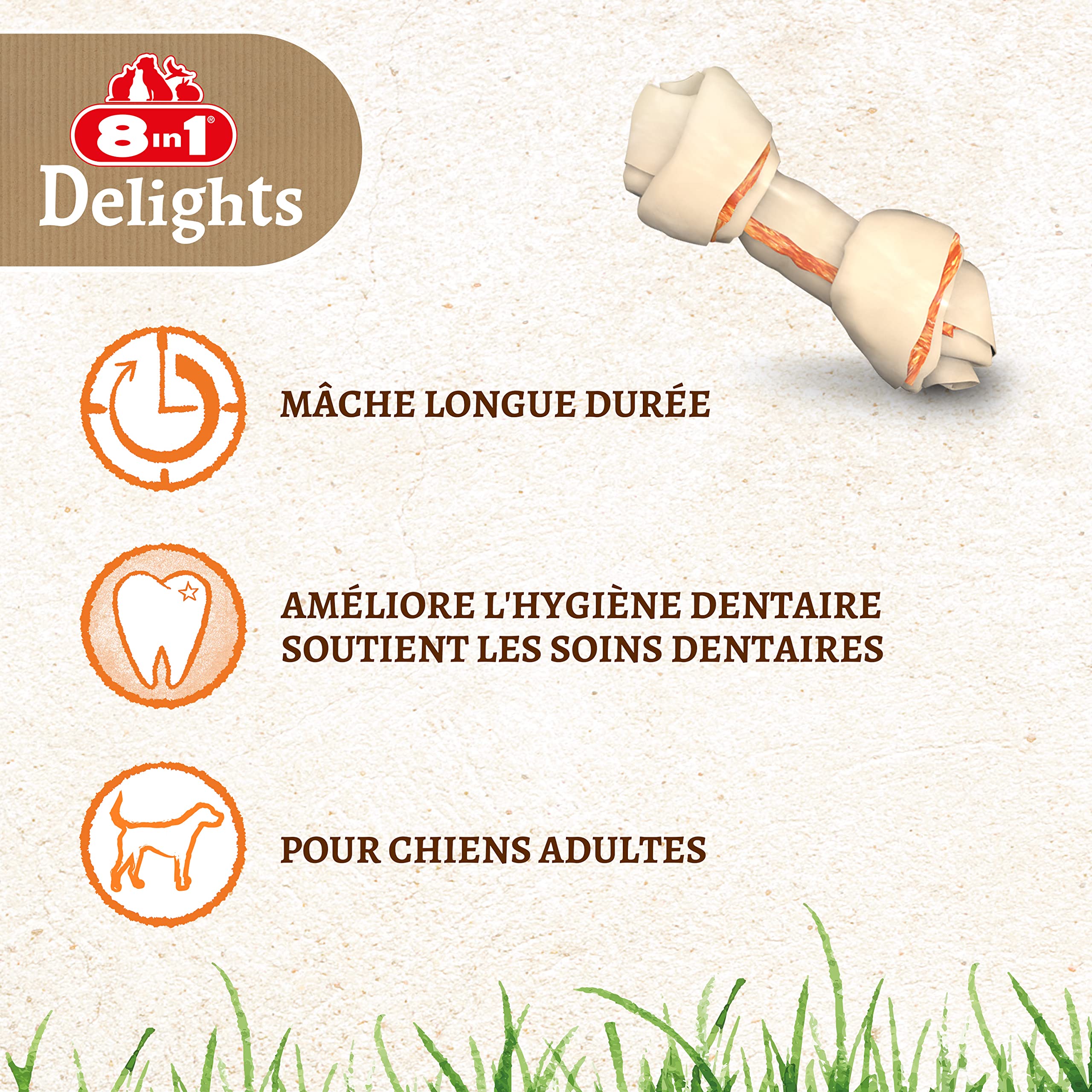 8in1 Delights XS - Os à Mâcher garnis de poulet pour Chien de Petite Taille - 7 pièces