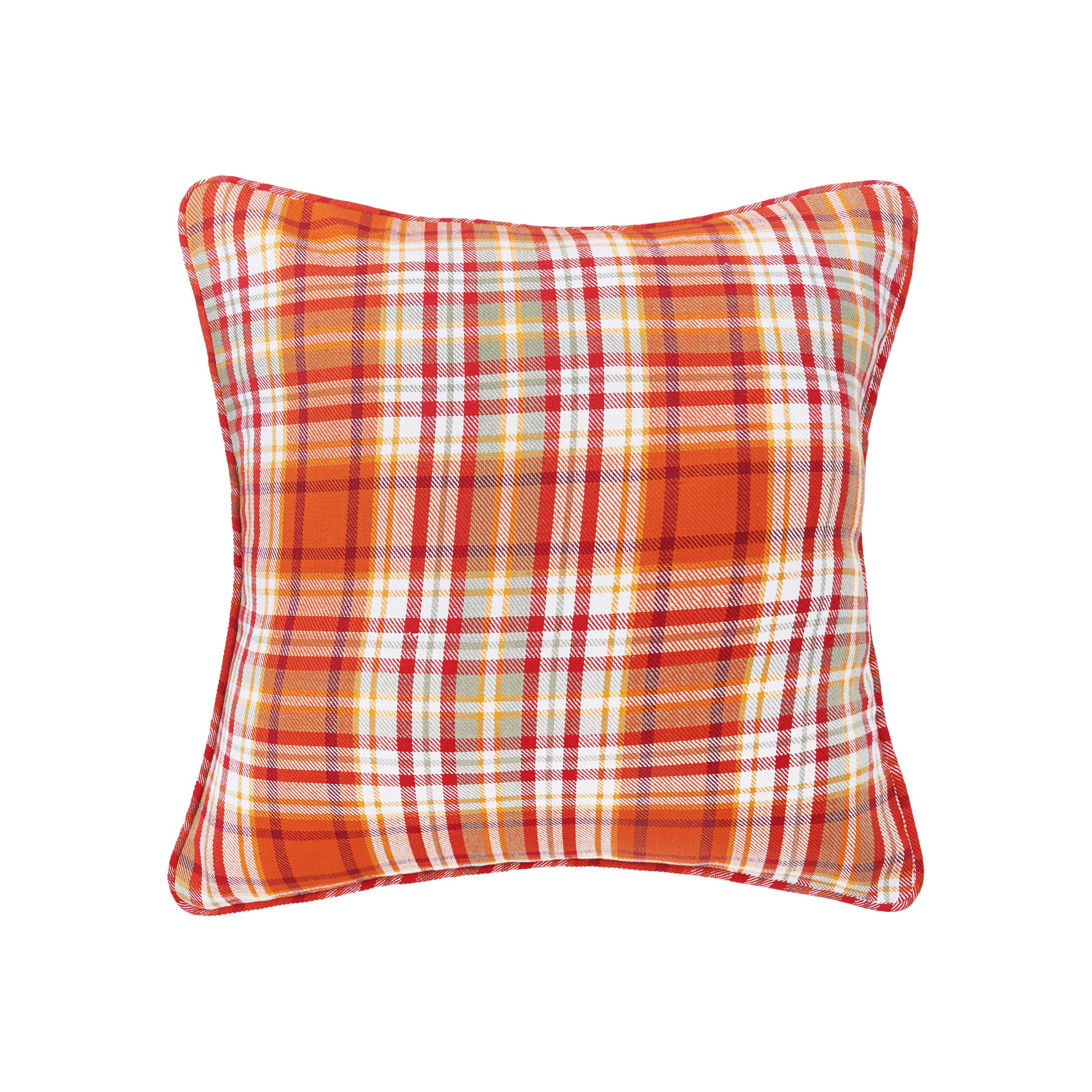 C&F Home 18" x 18" Briar Plaid Decor Decoration Fall Woven Throw Pillow for Sofa Couch or Bed 18" x 18" Orange