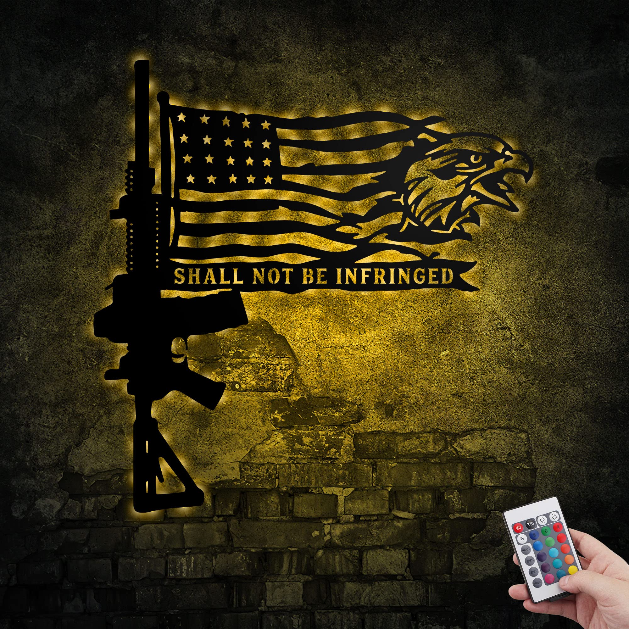 WODORO Custom America Soldier Flag LED Tin Metal Sign Wall Art, US Army Veteran, Independence Day July 4th Sign, July 4th Decorations, Patriotic