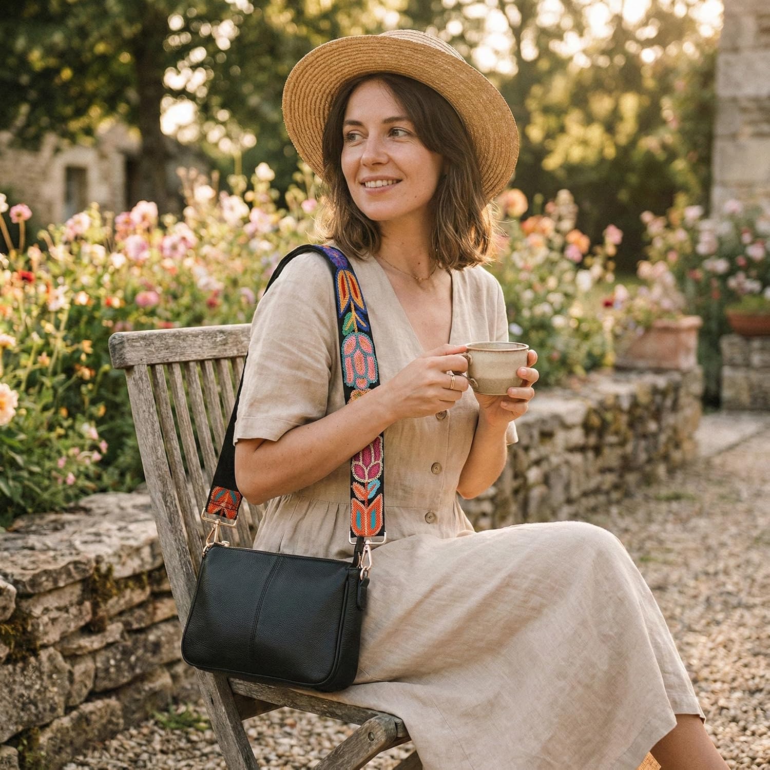 Crochet Flower Purse Strap,Knit Wide Replacement Crossbody for Shoulder Strap Bag Adjustable 2inch Guitar Strap - Image 6