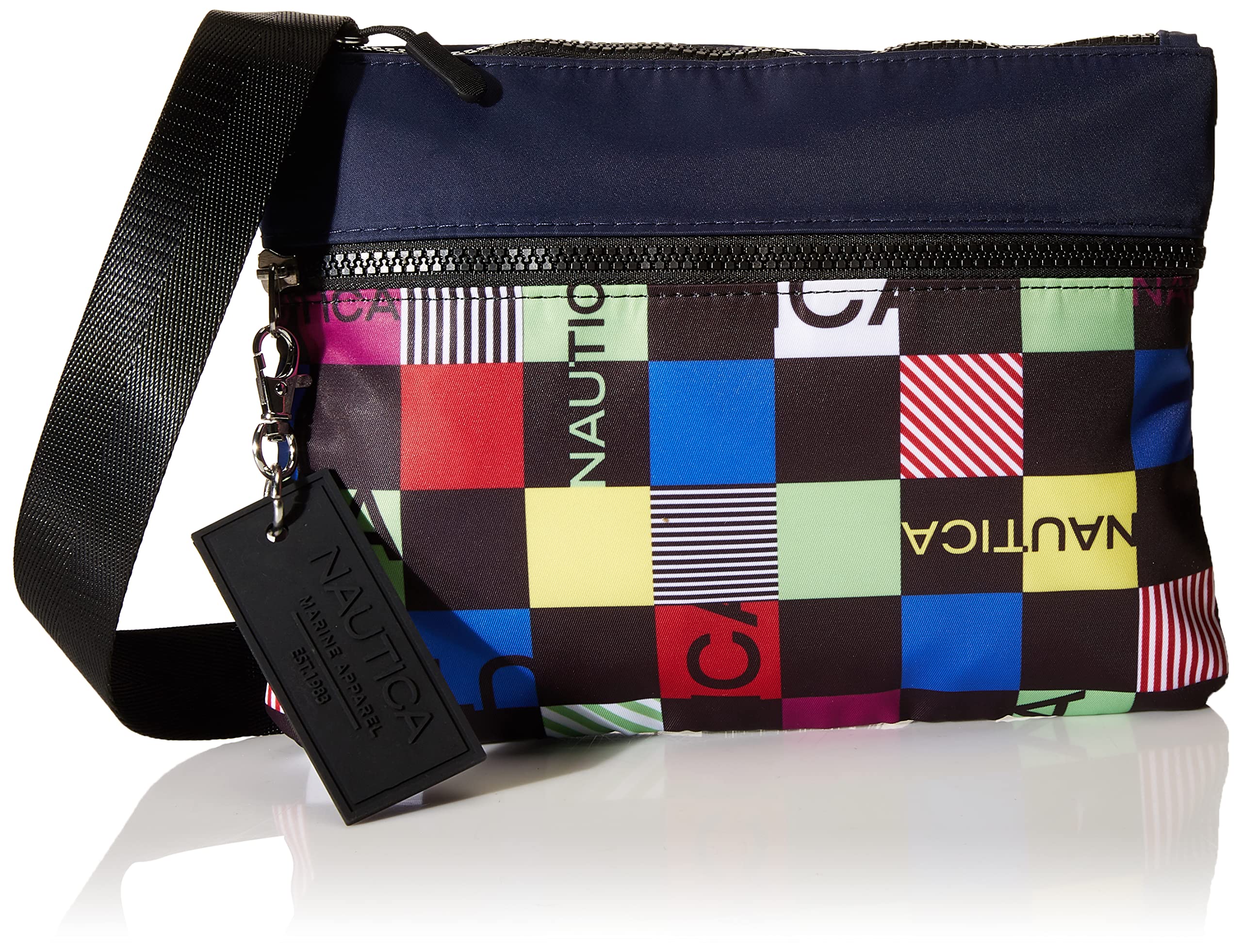 NAUTICA Women Pennant Nylon Crossbody Bag with exterior front zippered pocket, Navy Blue,Sling bag for Girls and Women (B09QCW6CQ2) Amazon Price History, Amazon Price Tracker