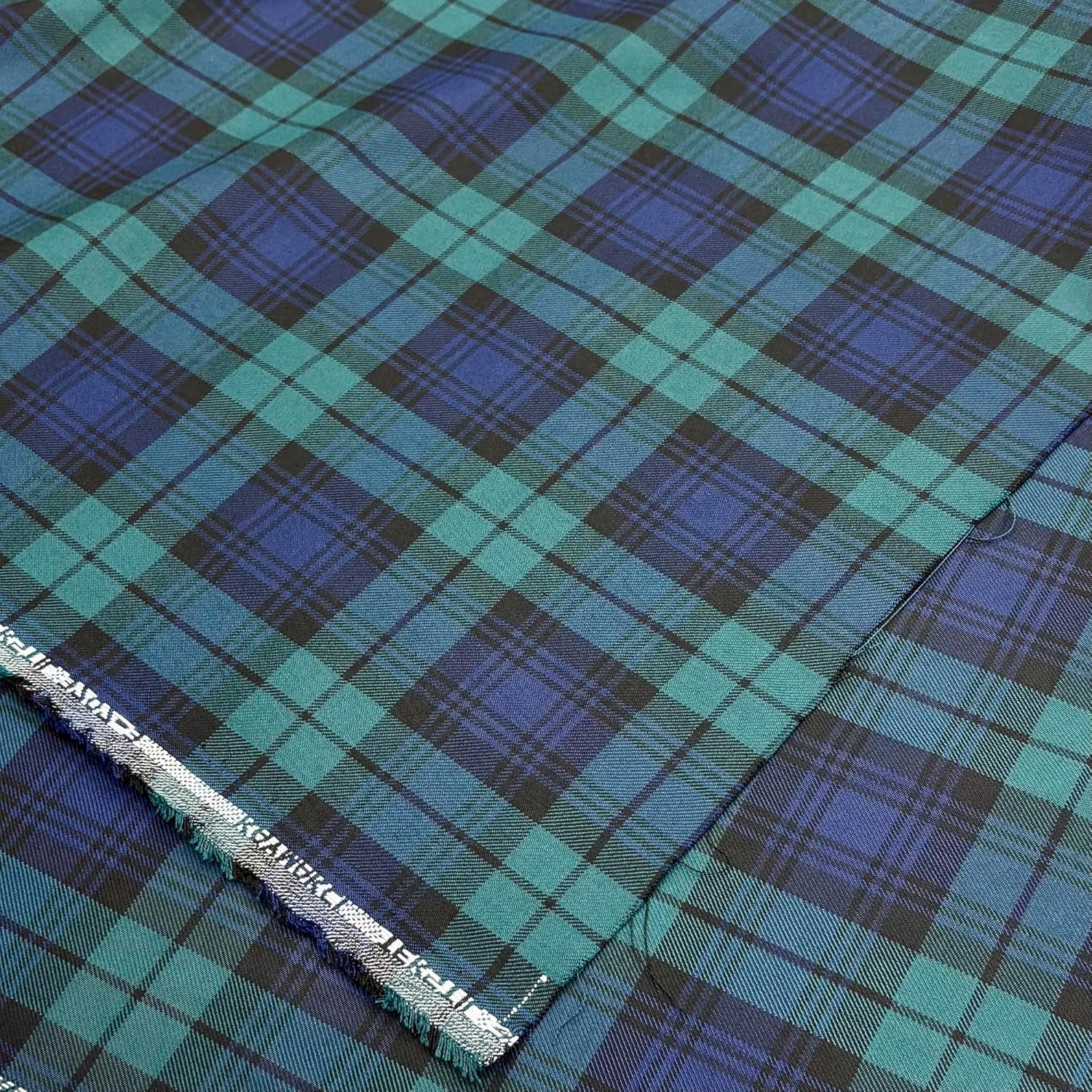 TEXTILORD® Blue Green Plaid Ancient Tartan Gabardine Viscose, Fashion, Clothing, Dress,Sewing Fabric(150 cm or 1.64 Yards or 57 inch) (Blue Green, 3 Yard)