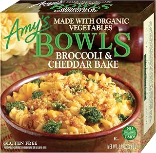 Amy's Gluten Free Broccoli & Cheddar Cheese Bake Pasta Bowl - Organic Vegetarian Frozen Meal, 9.5oz