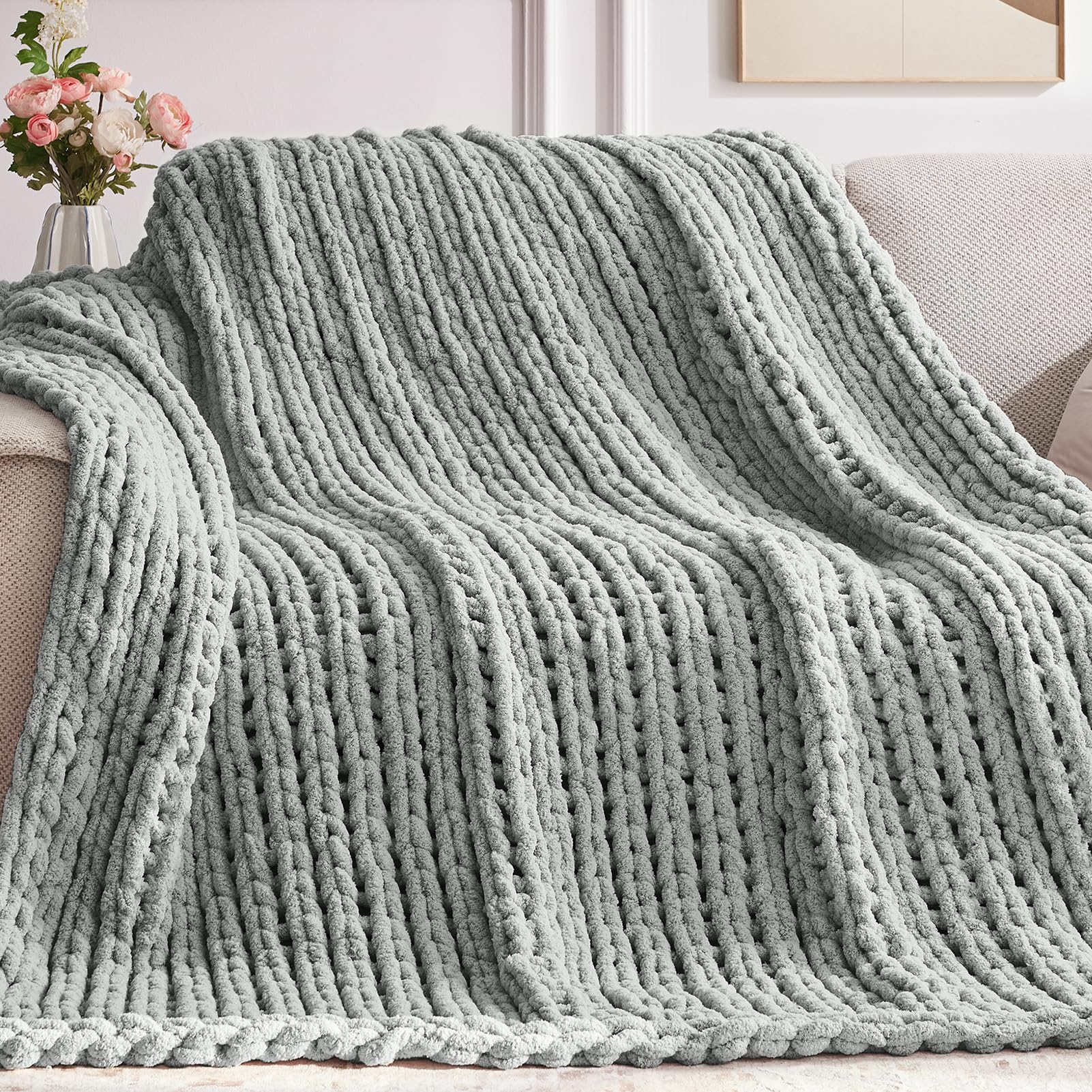 Negwoo Chunky Knit Throw Blanket, Knitted Throw Chenille Yarn, 30"*40" โ image 1