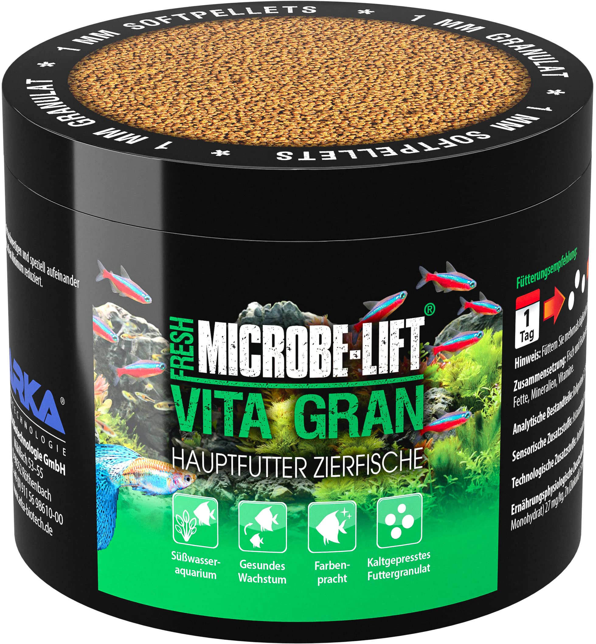 MICROBE-LIFT Vita Gran - Alleinfutter für Fische in jedem Süßwasser Aquarium, 1er Pack (1 x 300 grams)