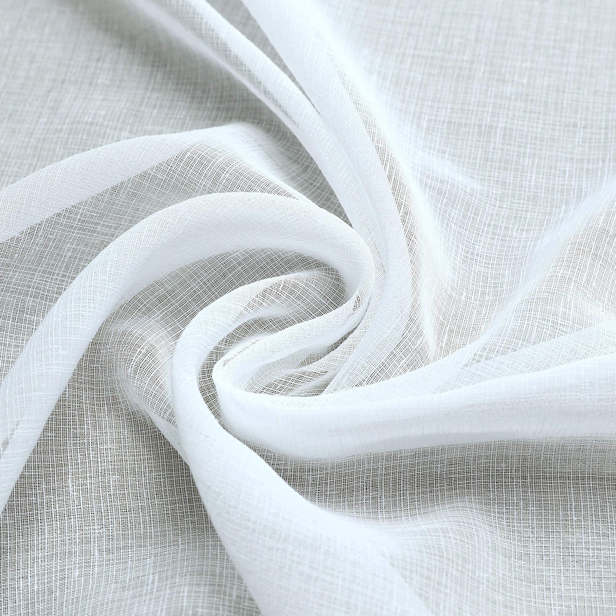 Pitalk Cortinas traslúcidas blancas de 84 pulgadas de largo para sala de estar, 2 paneles con ojales, cortinas de encaje ligeras y semitransparentes con aspecto de lino de algodón para dormitorio,