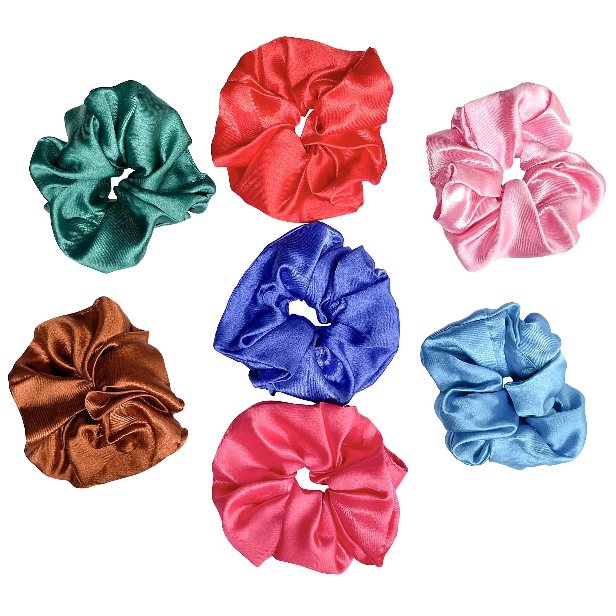 Merise Coleteros de satén de seda para mujeres y niñas, mismos 7 colores como en la imagen, antiroturas, juego de coleteros para niñas, mujeres, el mejor regalo para hermana, amiga, mamá (multicolor,