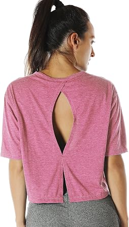 icyzone Fitness T-Shirt Womens Short Sleeve Summer Sports Leisure Top Tops Loose Fit