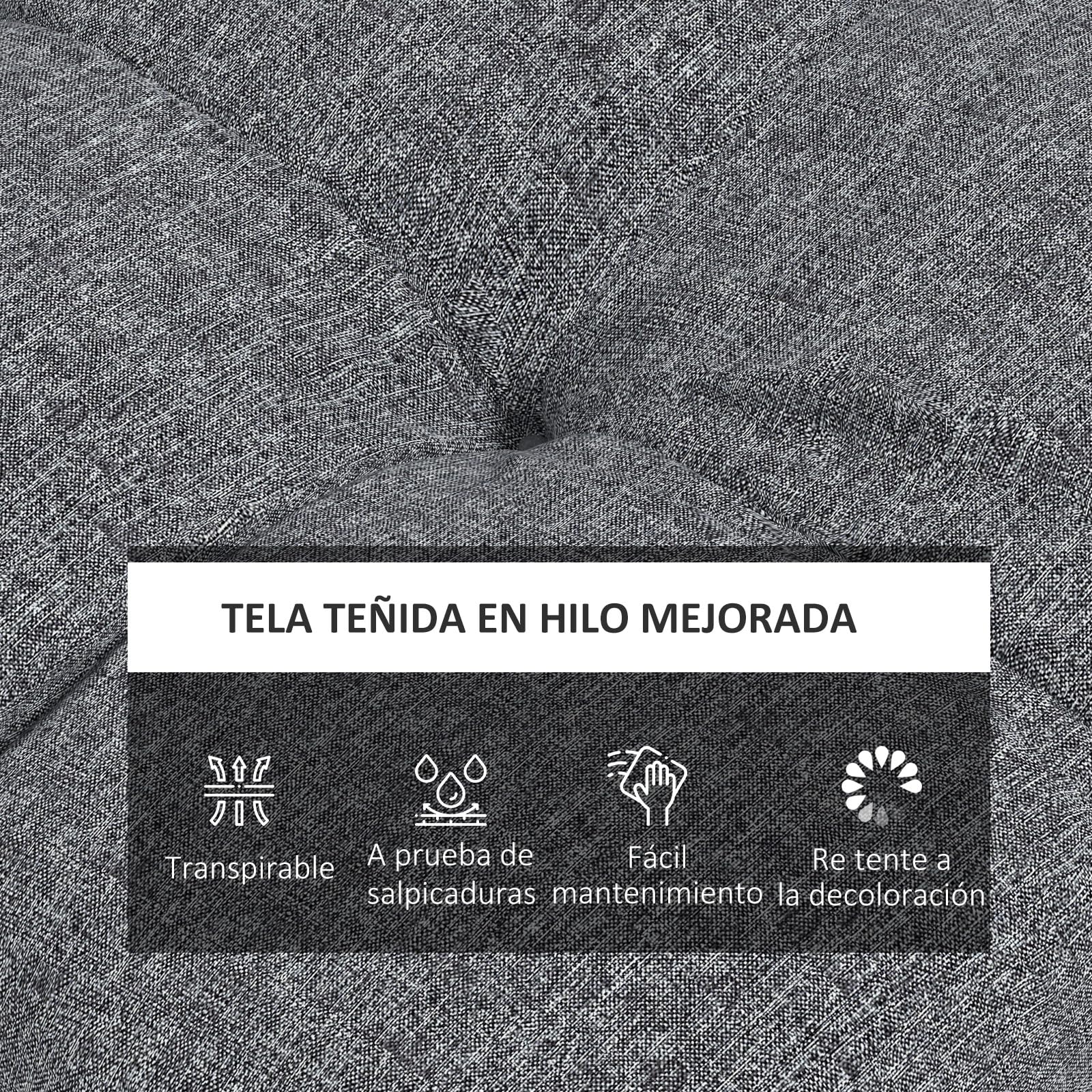 Outsunny Conjunto de Cojines para Sillas de Comedor 48x48x10 cm Juego de 4 Piezas Cojines para Sillas de Jardín Impermeable y Anti-UV con 2 Cordones de Fijación Gris