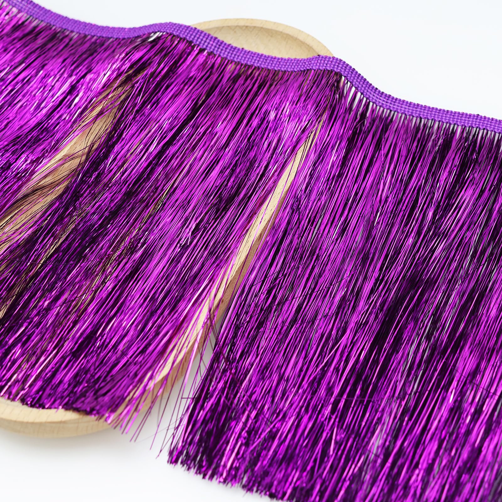 Yalulu 5 Meters Lace Tinsel Fringe Tassel Trim Dance Costume Fringe Trimming for DIY Crafts Clothes Accessories (Purple)