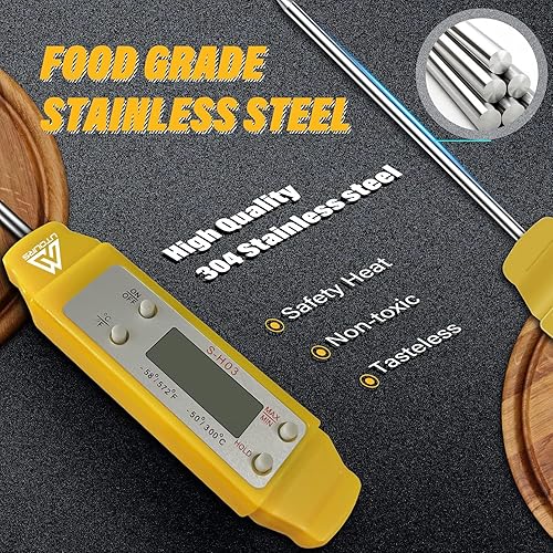 Miniatura 5 de Termómetro digital para cocinar alimentos, 304 (1810), termómetro de acero inoxidable de lectura instantánea para carne, para barbacoa, parrilla