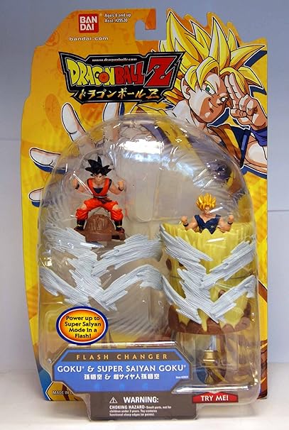 Amazon Com Dragonball Z Cambiador De Flash 2 5 Inch Figura 2 Pack Goku Y Super Saiyan Goku Toys Games