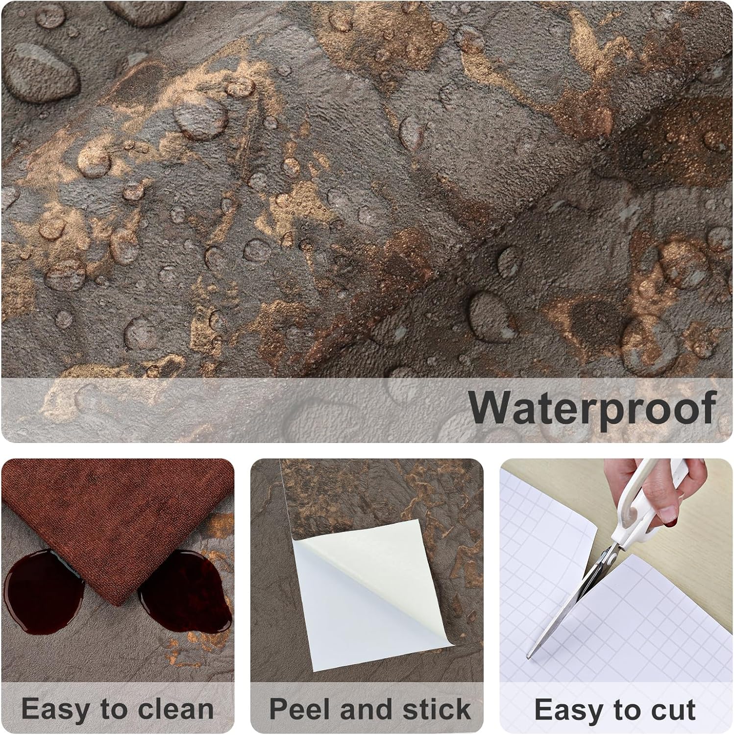 Brown Gold Marble Contact Paper for Countertops Waterproof Matte Marble Wallpaper Peel and Stick Vinyl Countertop Wrap for Kitchen Bathroom Cabinets Accent Walls Decor Table 15.75"x118"