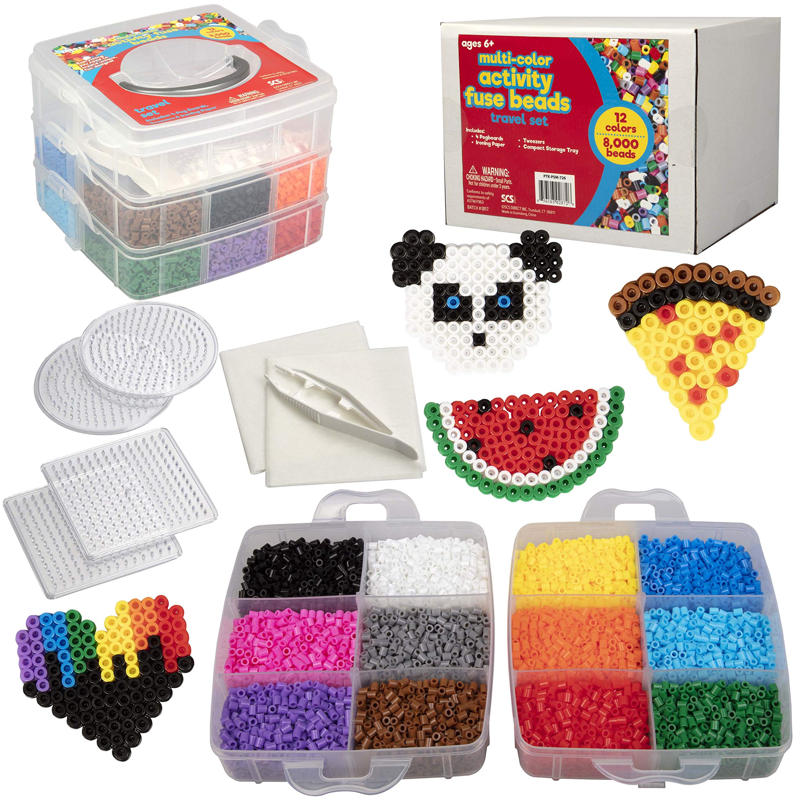 Buy 8,000pc Fuse Bead Super Kit Presorted 12 Colors, Tweezers, Peg