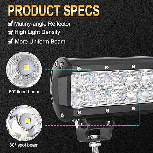 Miniatura 3 de AUXTINGS Barra de luz LED de 22 pulgadas, 144 W, haz combinado de inundación, luces LED para conducción todoterreno, para jeep, camión, vehículos