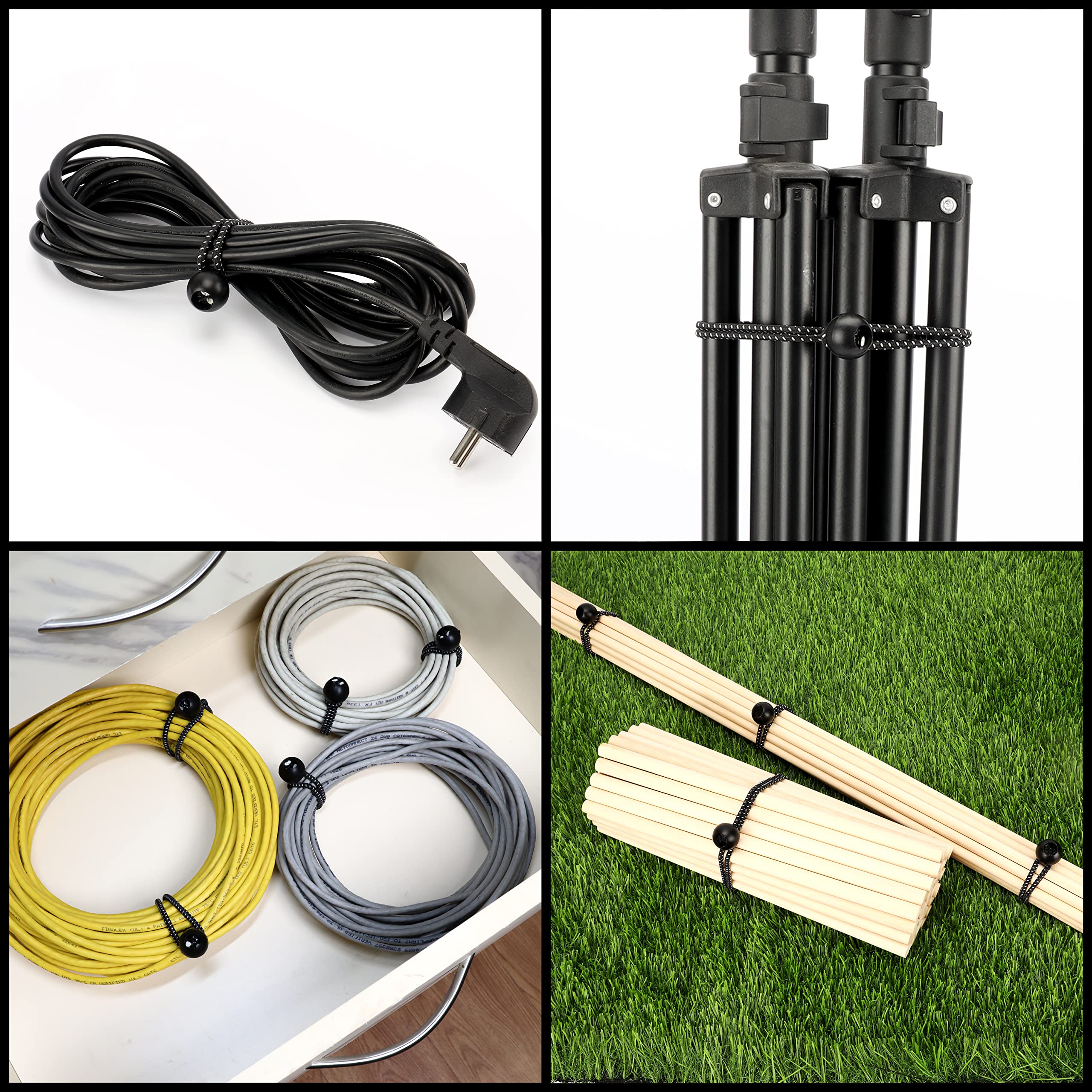 12 clip per teloni + 12 corde elastiche in gomma con sfera da 15 cm, morsetti per teloni con