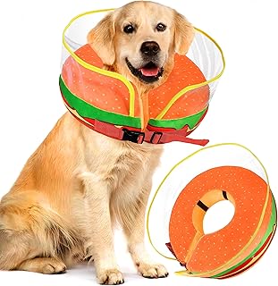 Soft Inflatable Dog Cones for Large Dogs Donut Collar Alternative After Surgery Comfy Comfortable Neck Donut Stop Licking Surgical Recovery Pet Pillow Cones Mediem Elizabethan Collars - L
