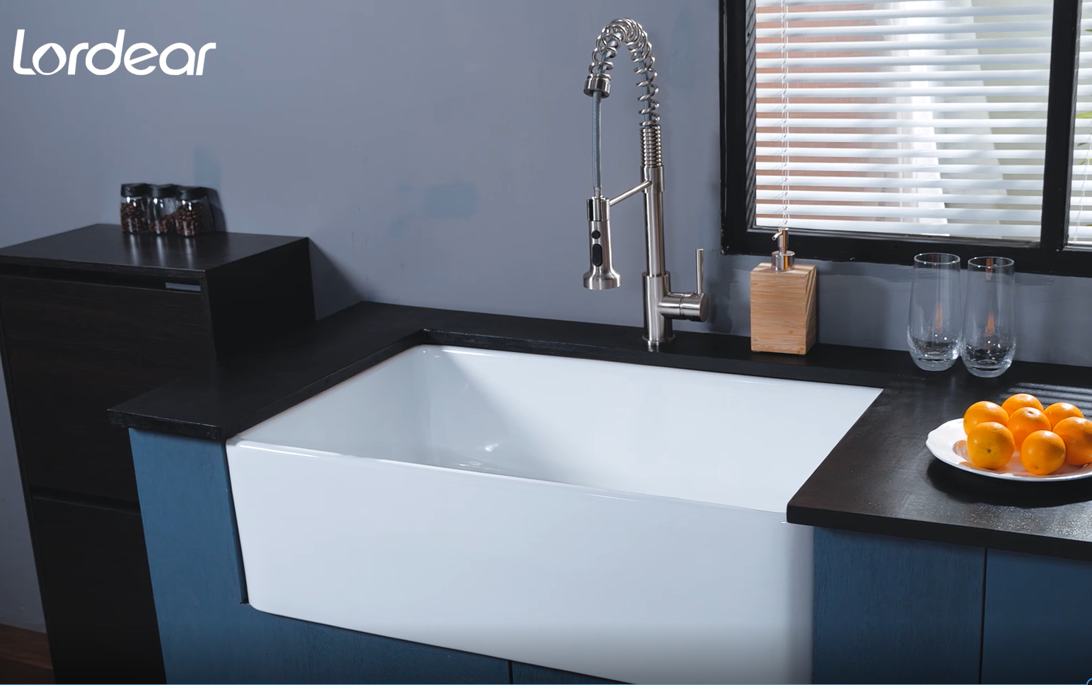Lordear White Double Bowl Undermount Kitchen Sink 32x19 Inch