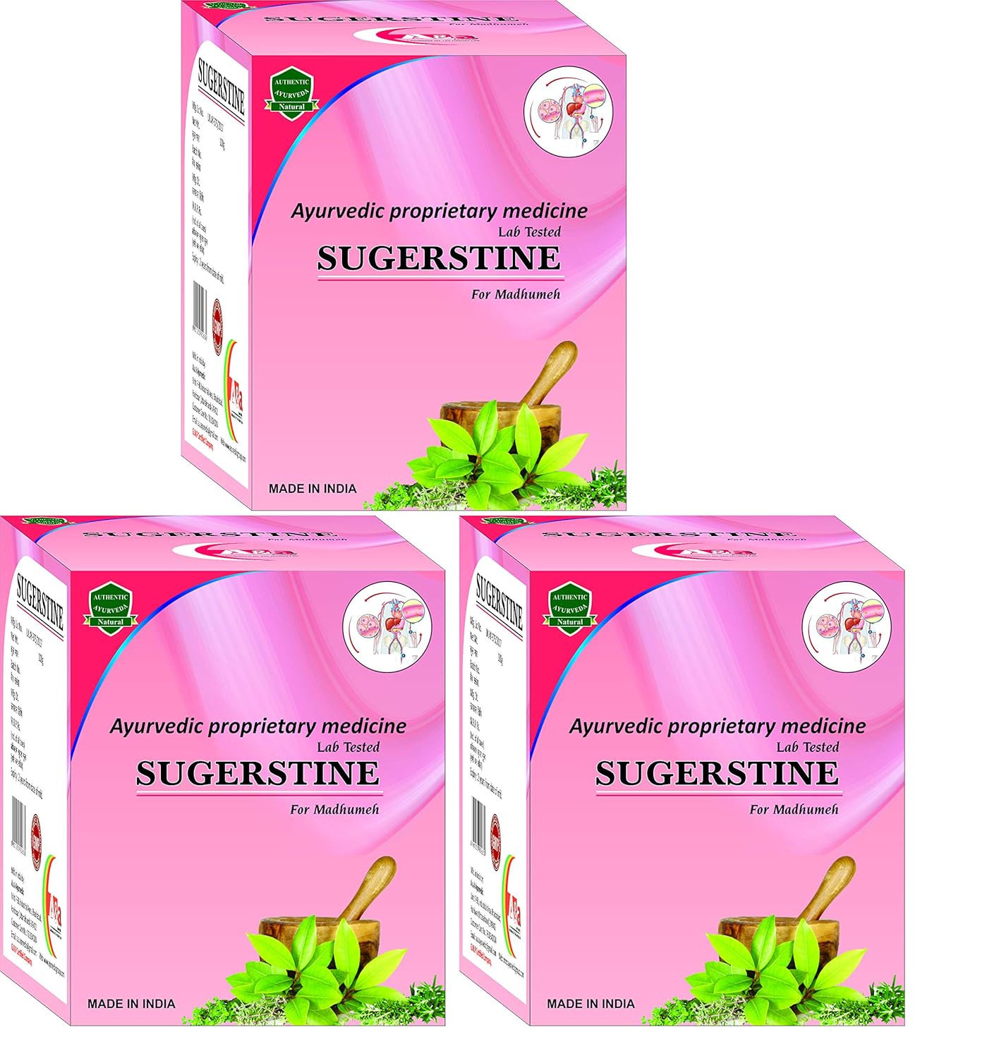 Sugerstine Ayurvedic Health Tablet For Diabetic Care Medicine for Madhumeh Nutrition To Help Manage Diabetes (Diab) (Pack of -3)