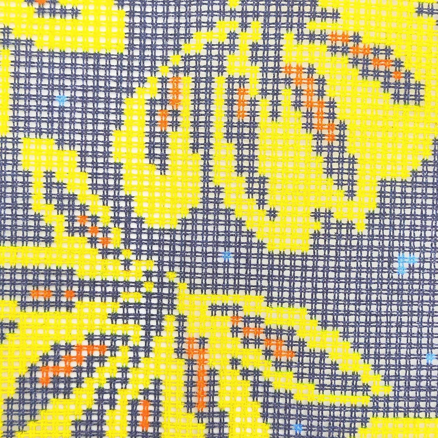Howie's Needlepoint Needlepoint Kits for Adults, Pillow Front Cross Stitch Kit with Embroidery Pattern on Canvas, Yarn, 2 Needles and Instruction, 16 x 16inch(Yellow Hollow Flowers)