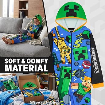 Get Trend Onesies for Boys & Teens 7-16 Years, Long Sleeved Fleece Loungewear PJs, Jumpsuit Pyjamas, Gamer Gifts for Boys