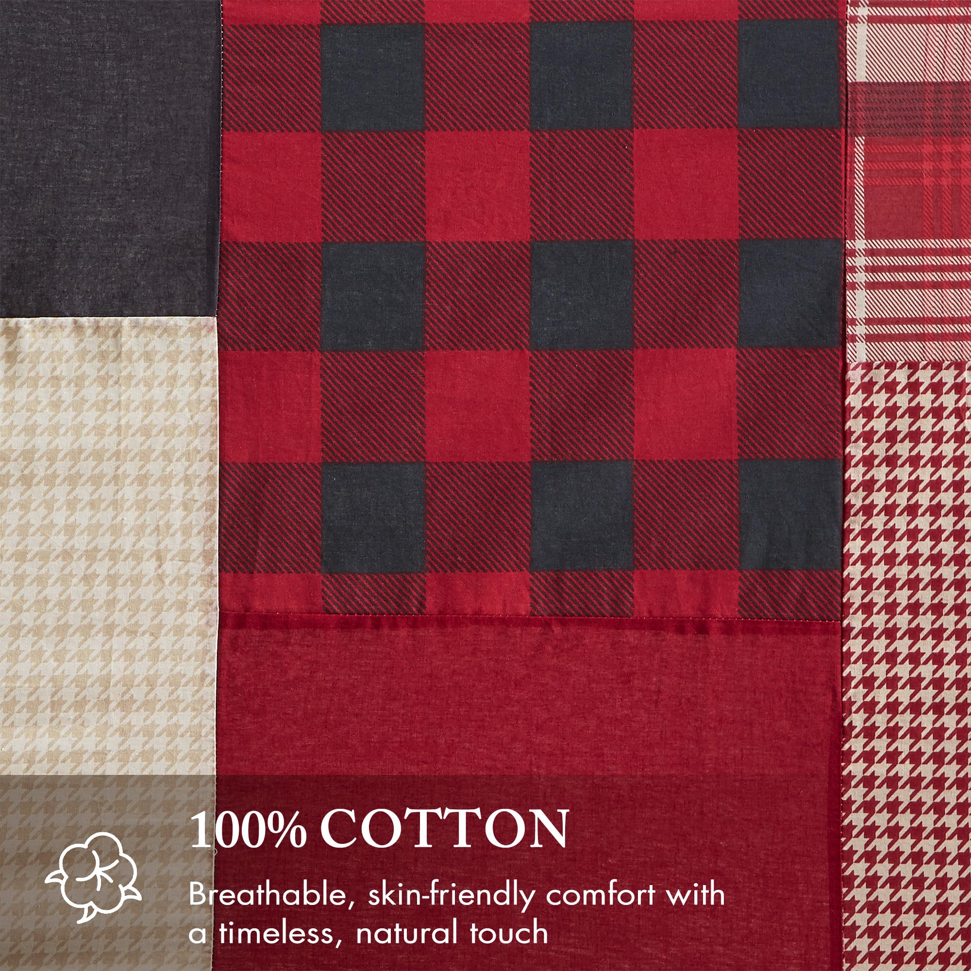 Woolrich Tende classiche lavabili in lavatrice, cotone, colore rosso, 72 x 72 cm