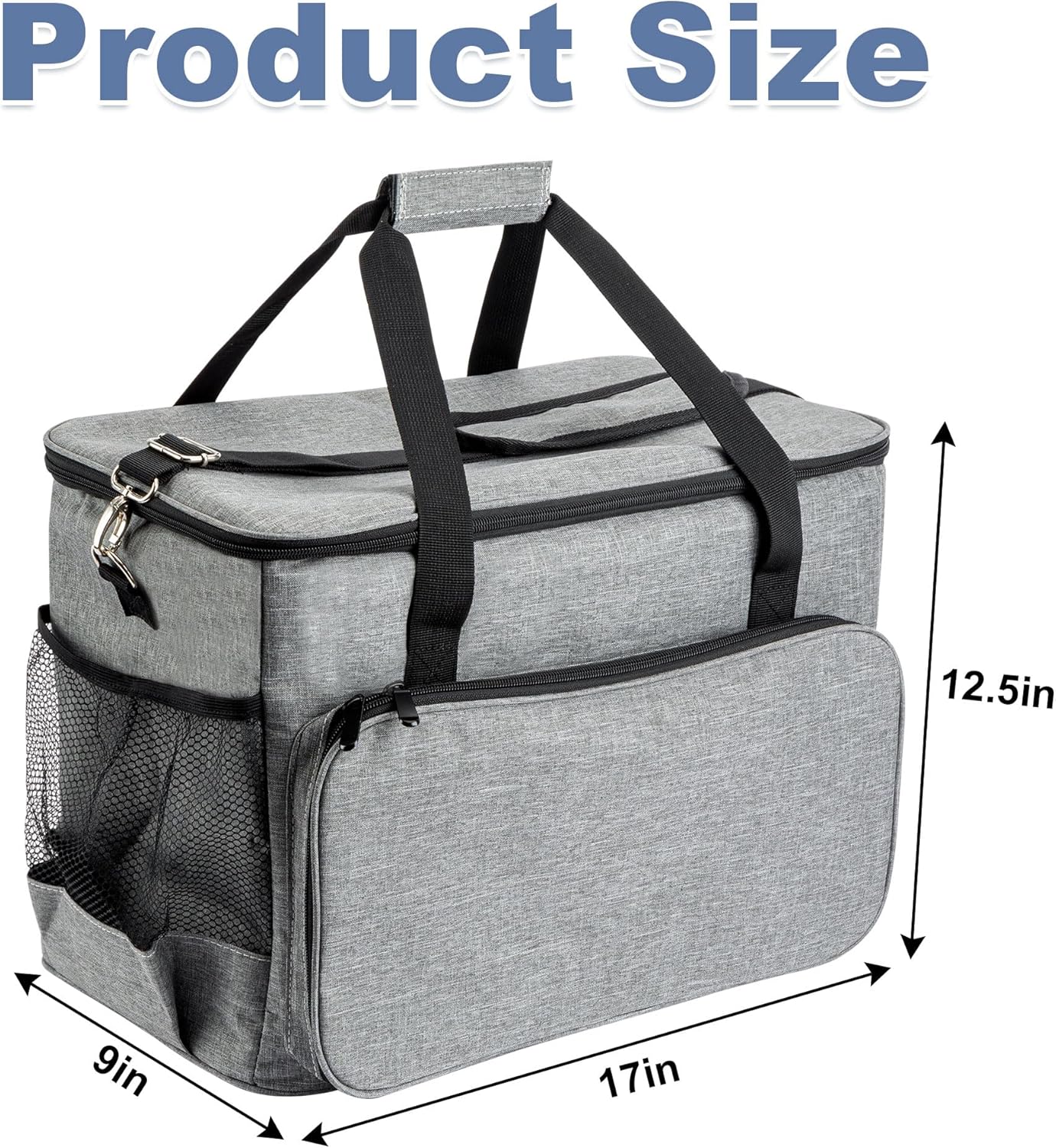 SIBAO Sewing Machine Case,Multi-purpose Carrying Bag With Removable Padding,17 * 9 * 12.5" Portable Storage Case For Travel,Toiletries,Small Clothing, Grey