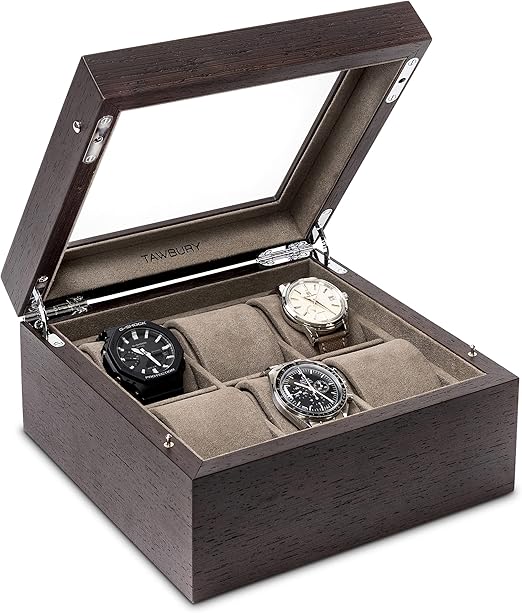 TAWBURY Wood Watch Box Organizer for Men 6 Watch Display
