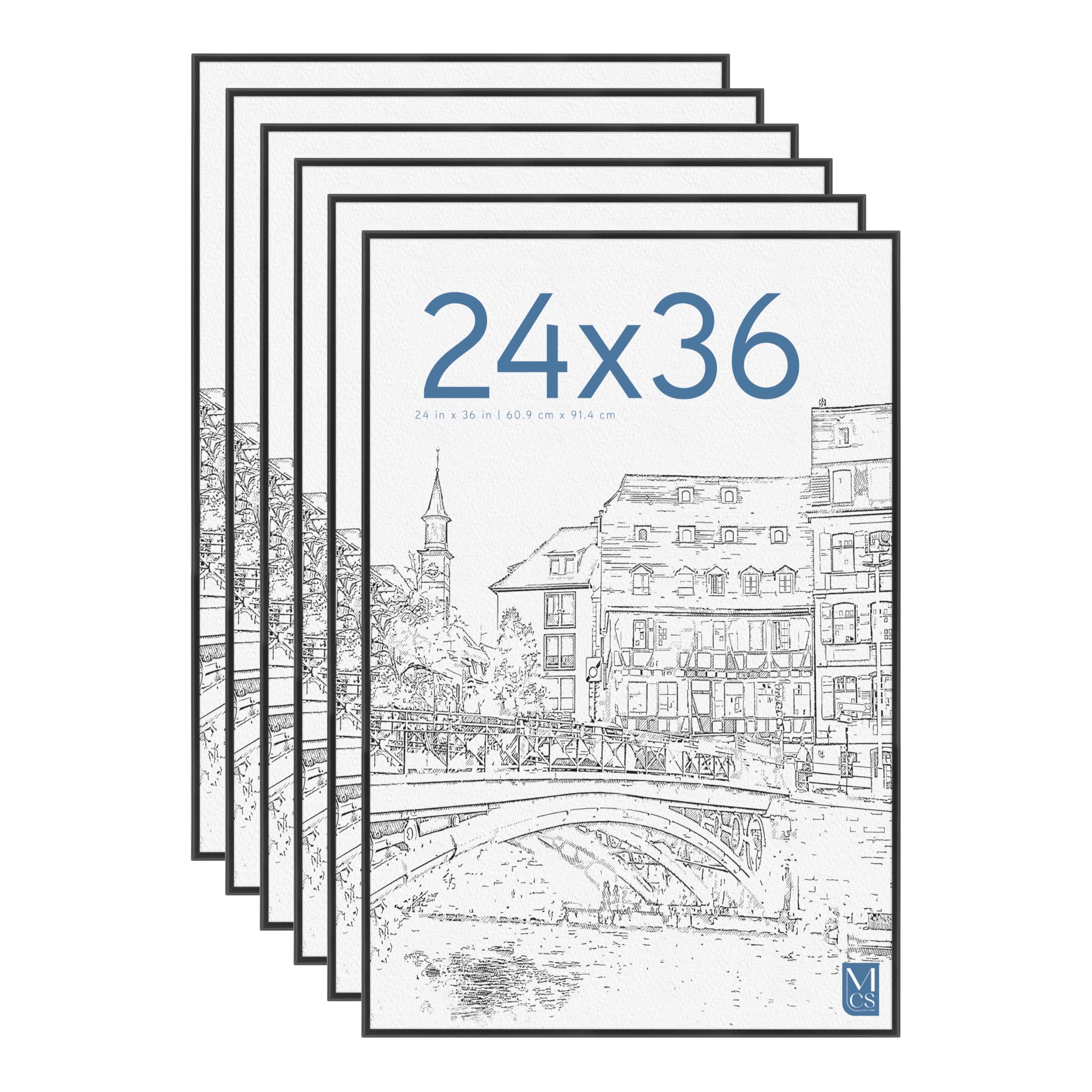 MCS Original Poster Frame, 24 x 36 Inch, Black, 6 Pack