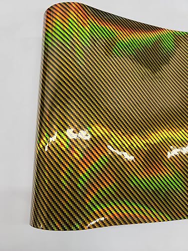 Miniatura 2 de Rollo de película adhesiva de vinilo holográfico CF de fibra de carbono brillante 1 x 5 pies azul