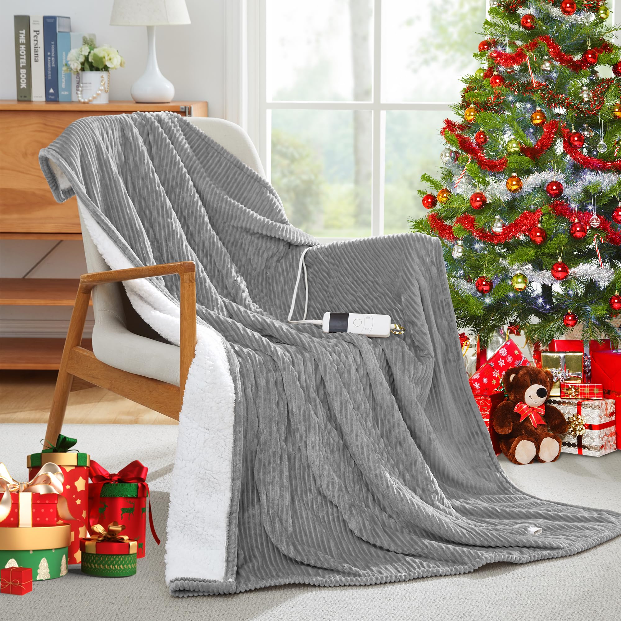 ETL Certified Heated Electric Blanket - Twin Size, 10 Heat Levels, Auto-Off