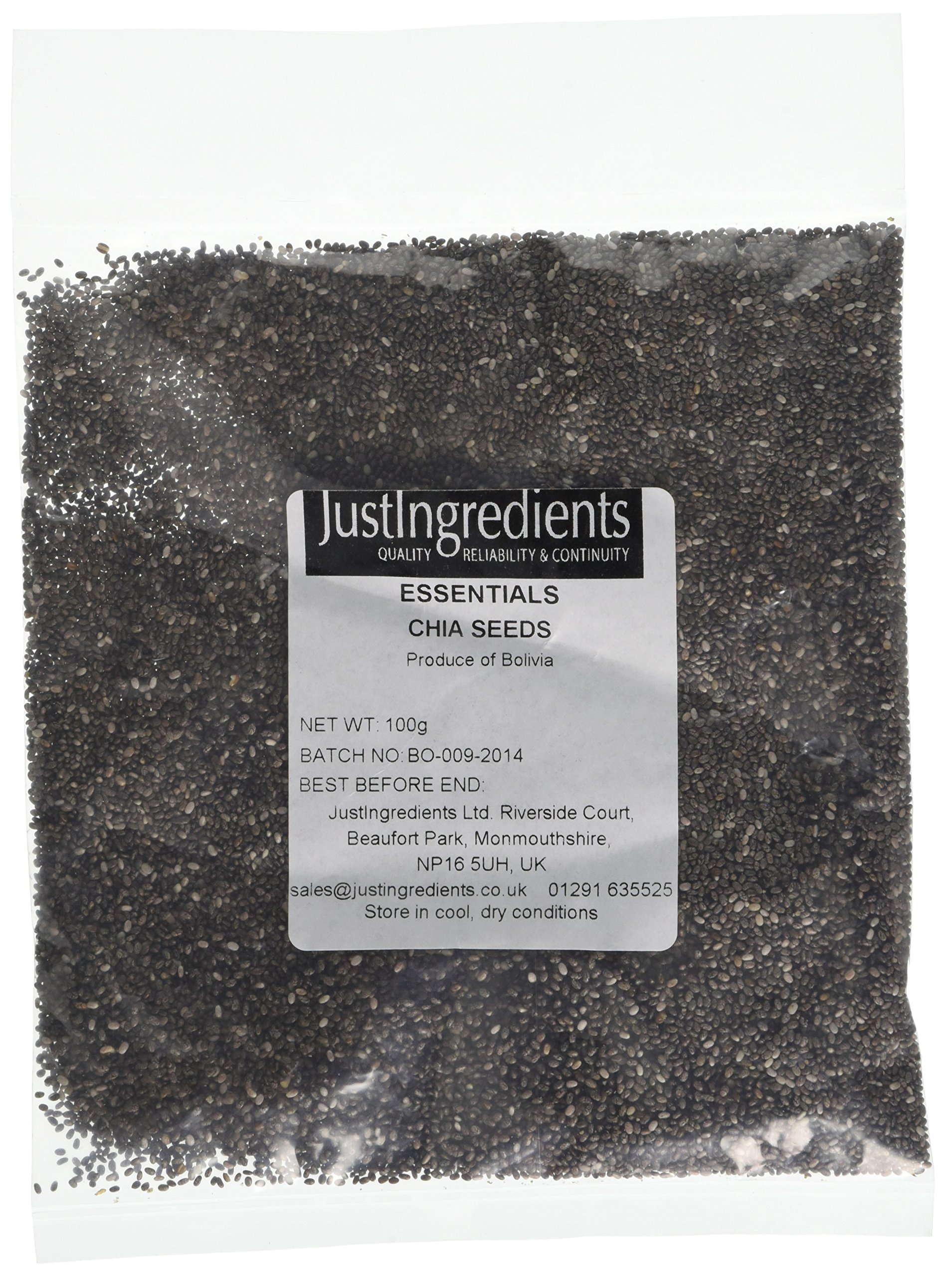 JustIngredients Essentials Chia Seeds, 100 g - Pack of 4