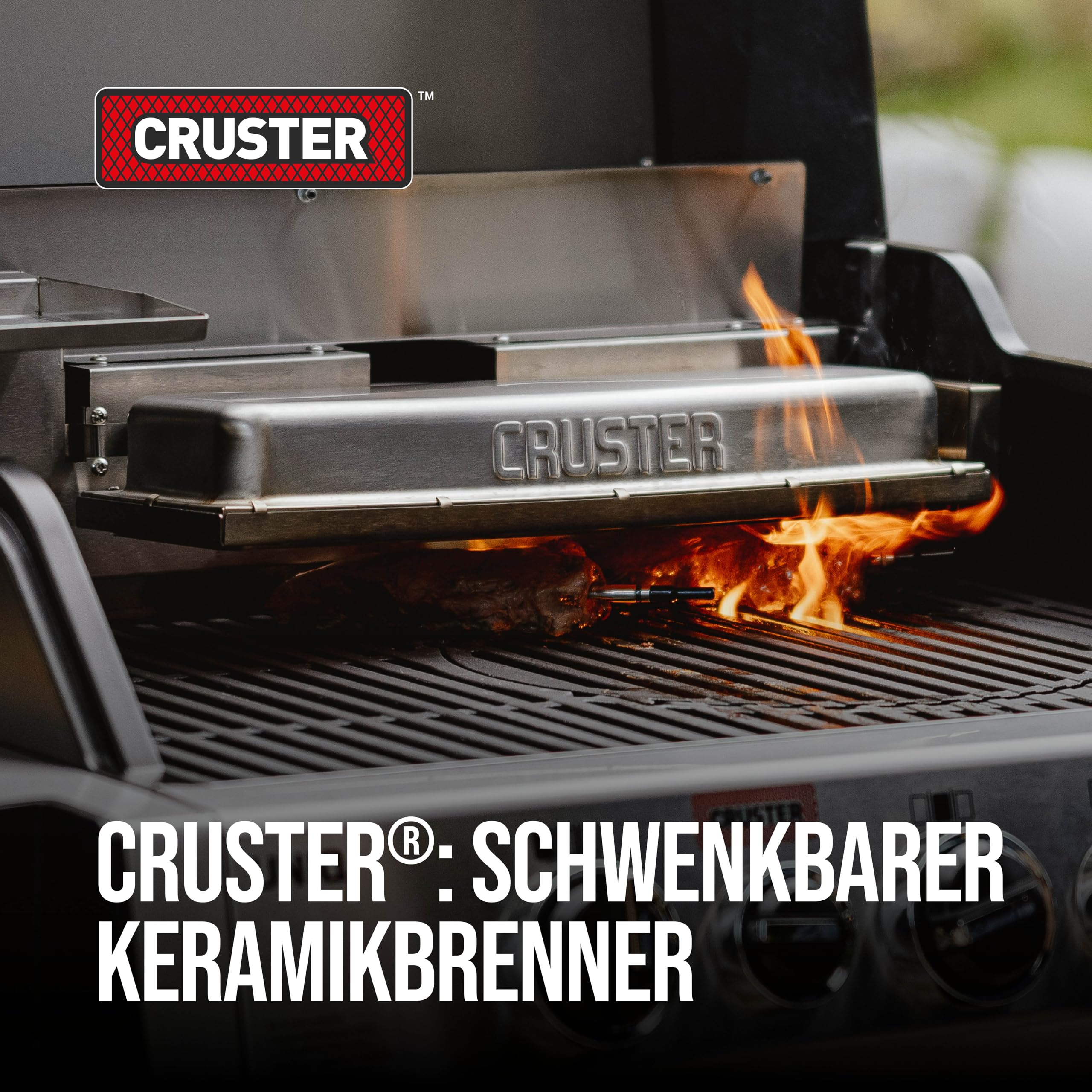 Enders® Gasgrill UNIQ 4 IK CRUSTER®, 4-Edelstahlbrenner, mehrstufige Drehregler, 800 °C TURBO ZONE™, SWITCH GRID™, HEAT RANGE™, SIMPLE CLEAN™, doppelwandige Garhaube, GN ½ Container, Bambusbrett #8702