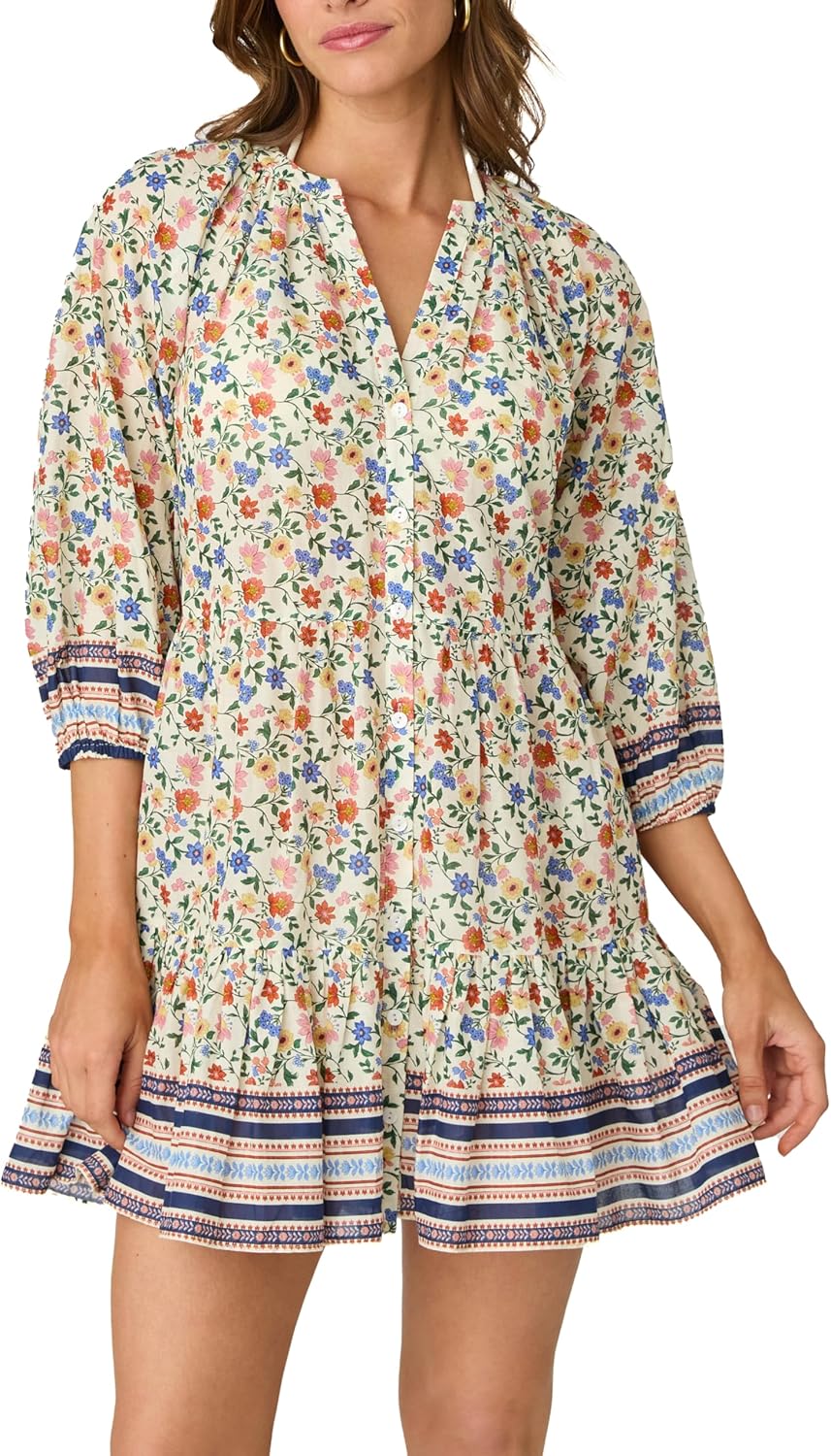 Shoshanna Women's Ivory Santana Floral Buttondown Mini