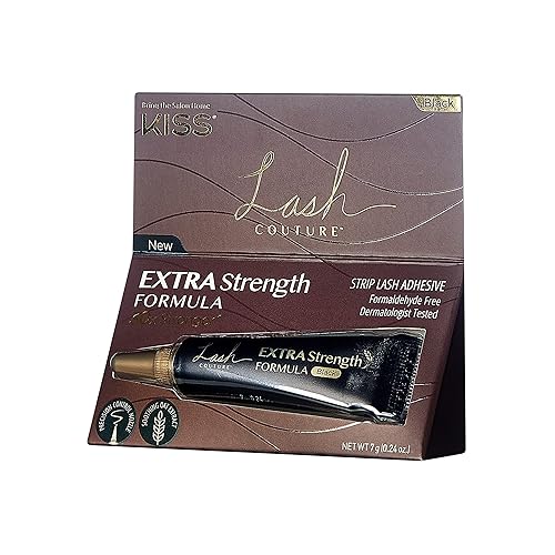 Miniatura 7 de KISS Lash Couture - Adhesivo de látex negro para pestañas con extracto de avena relajante, boquilla de control de precisión, probado por